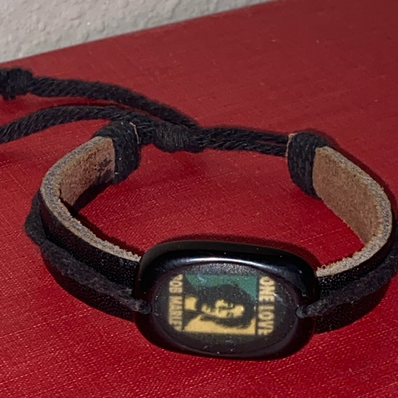 VTG Bob Marley One Love Adjustable Leather Unisex Bracelet - Picture 1 of 3